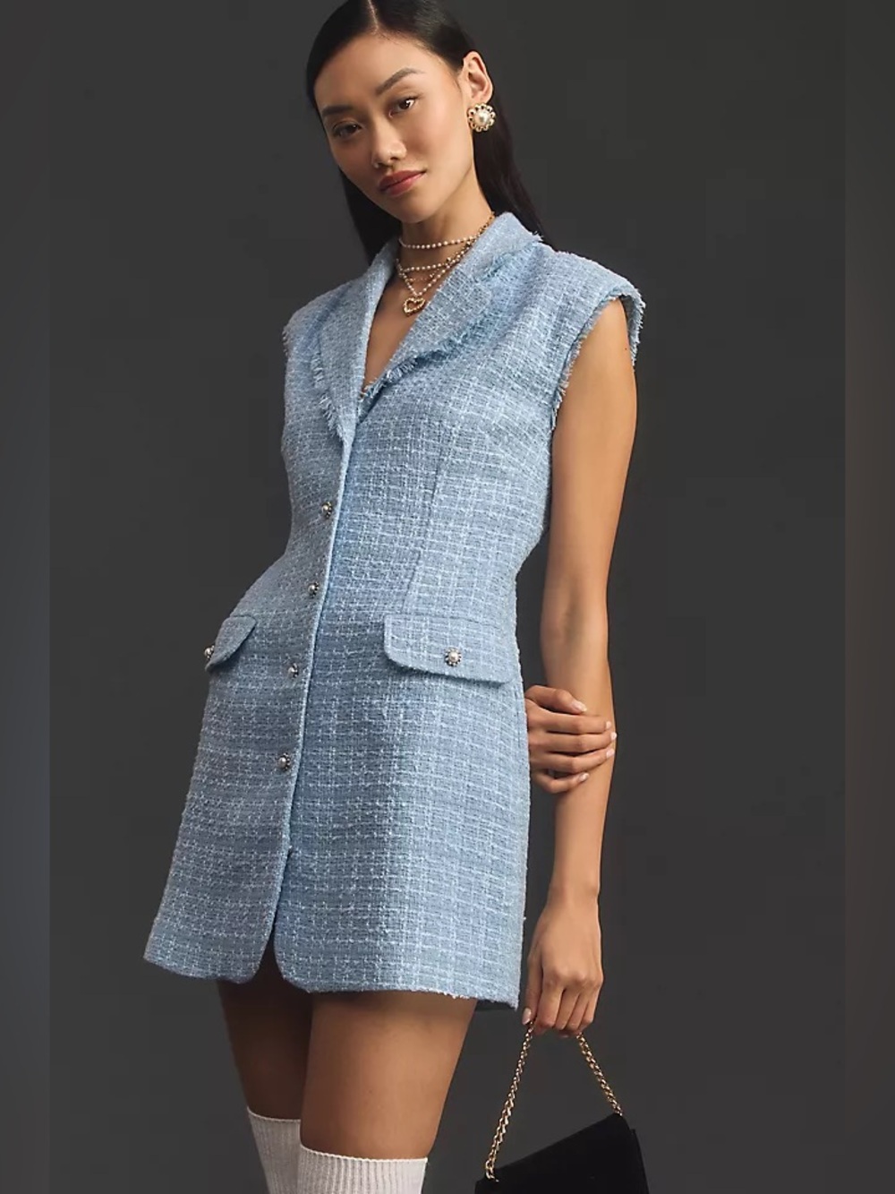 Maeve Sleeveless Tweed Blazer Mini Dress